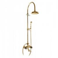 Bongio Fleur Noir Смеситель для ванны - с изливом, душевой стойкой с верхним и ручным душем, , цвет золото/черный фарфор