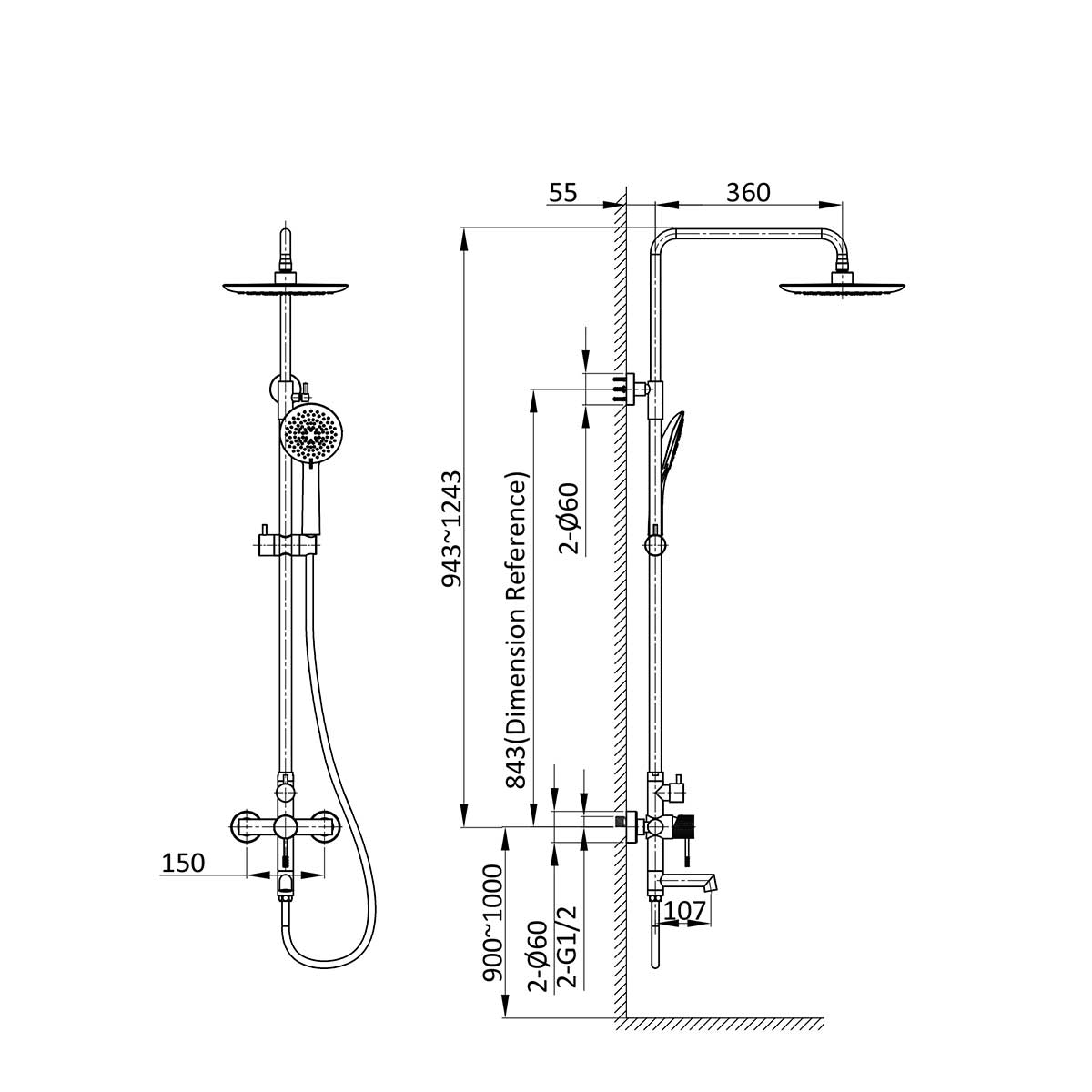 Душевая стойка с поворотным изливом Desire VSFS-1D1CH, хром