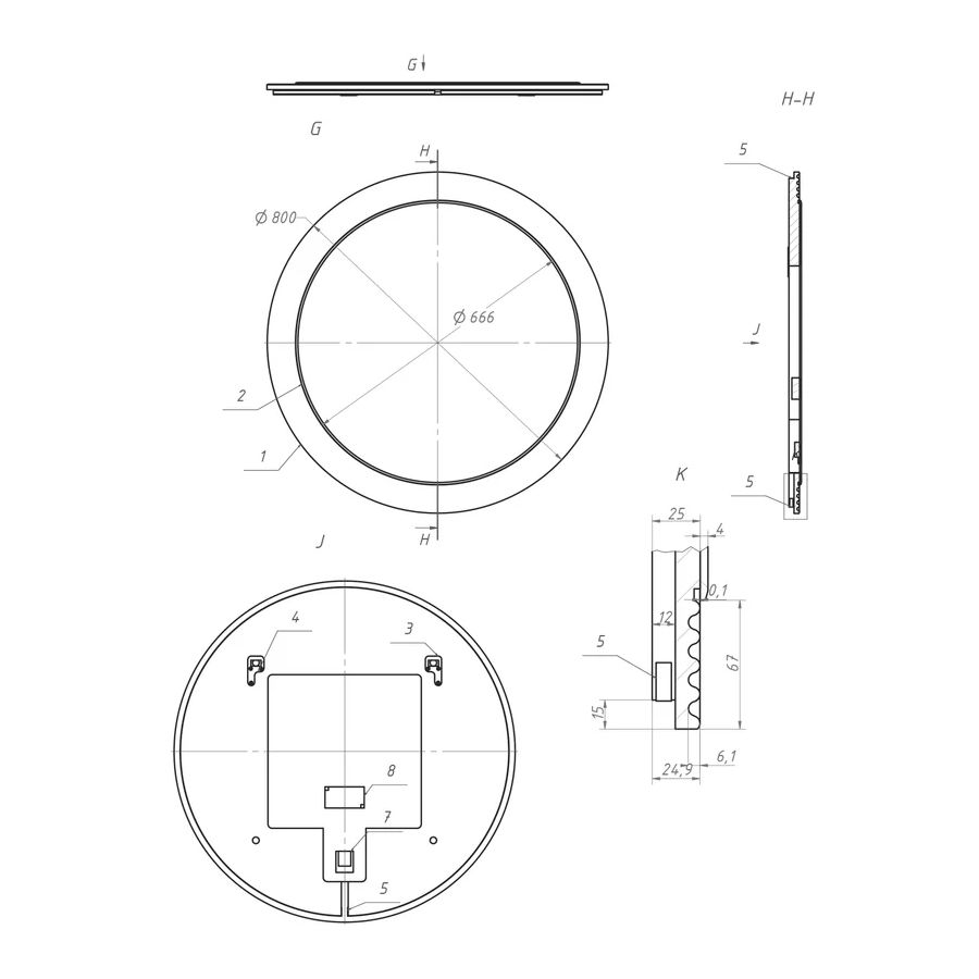 Зеркало с подсветкой La Fenice Terra Bianca 80, бежевое, артикул FNC-02-TER-C-80