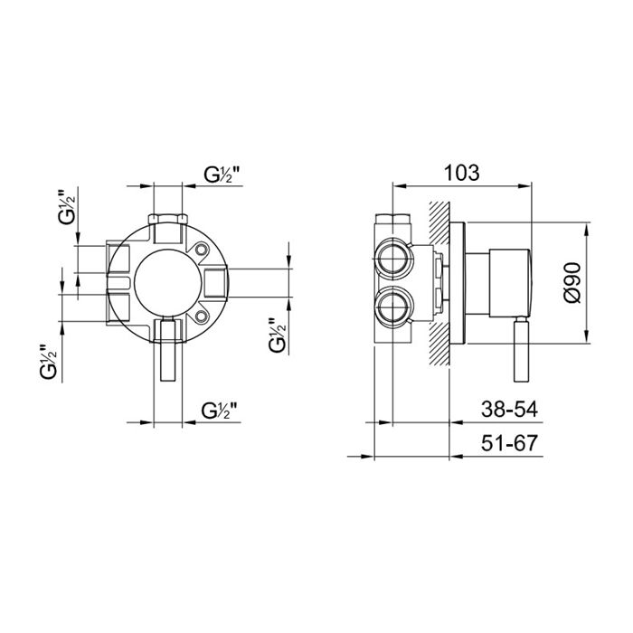 Fantini Внутренняя часть смесителя для душа, переключатель на 3 источника, с Eco System, 1/2''