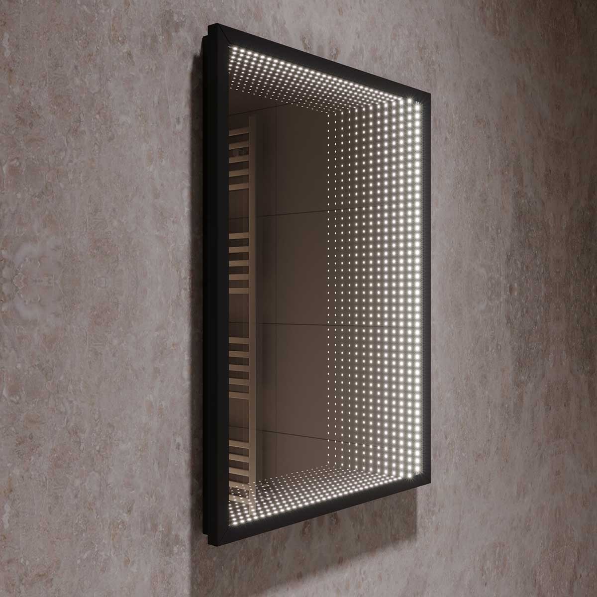 Зеркало LED VLM-2M600MB, 600x800 c сенсорным выключателем и диммером, черное