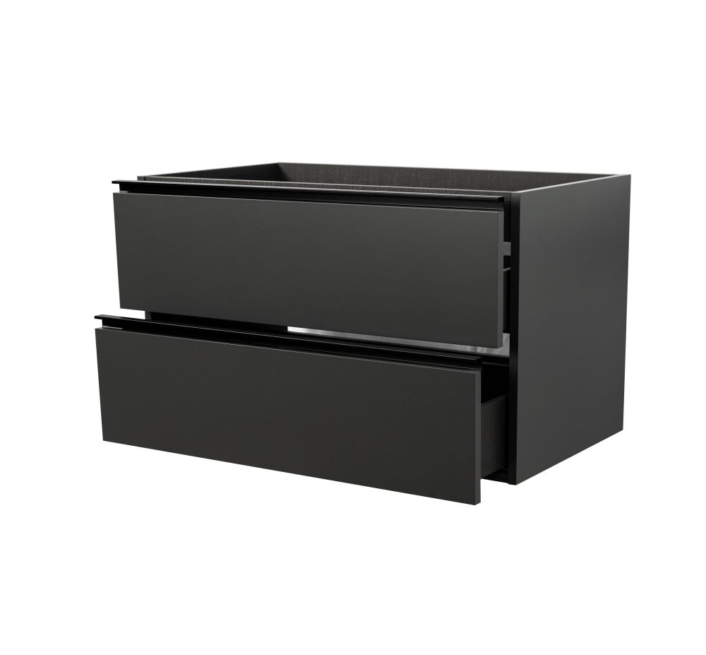 Visobath Granada, тумба 120 см, 2 ящика c черными ручками, цвет пепельный матовый лак (Ceniza), артикул 87545/87608