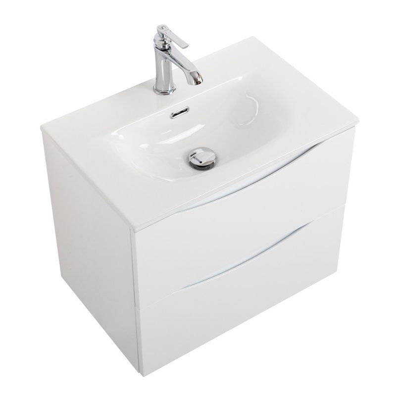 MARINO-CER-MINI База под раковину подвесная с двумя выкатными ящиками, Bianco Lucido, 496x390x500, MARINO-CER-MINI-500-2C-SO-BL-P, артикул MARINO-CER-MINI-500-2C-SO-BL-P