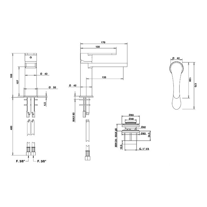 Bongio O'Clock Смеситель для раковины, цвет хром