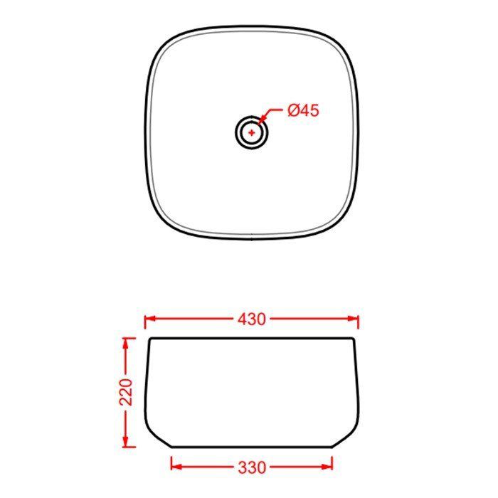 ARTCERAM COGNAC Раковина настольная Quadro 43x43 см, цвет матовый белый, Saniglaze