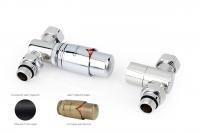 Автоматический терморегулятор прямой G 1/2" НР х G 3/4" НГ (набор) (Тёмный титан муар - Состаренная бронза)