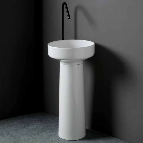 White Ceramic Was, круглая раковина с пьедесталом, 40x84,5h см, цвет белый глянцевый