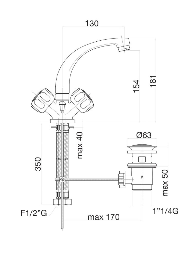 Смеситель для раковины Fiore ASTRO 14CR0369, хром, артикул 14CR0369