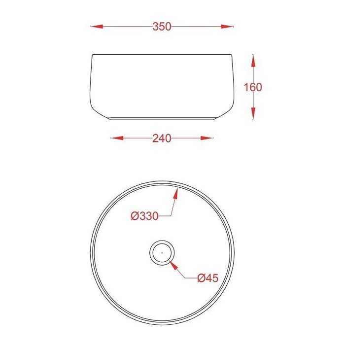 ARTCERAM COGNAC Раковина настольная Ø 35 см, цвет матовый белый, Saniglaze