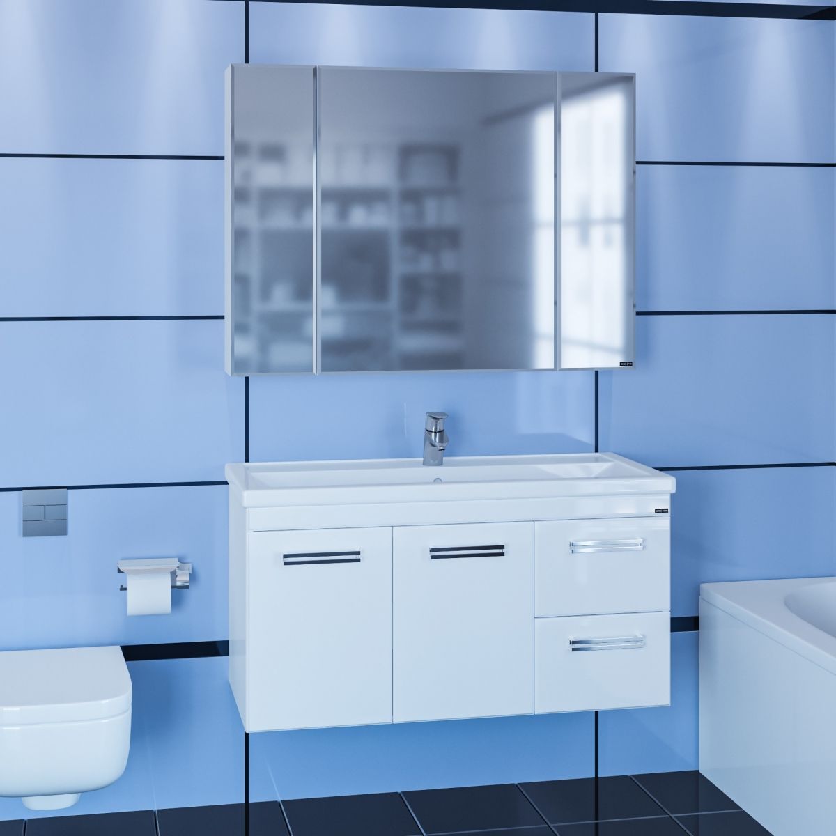 Тумба под раковину СаНта Меркурий 100 209006, подвесная ( ум. Фостер 100)