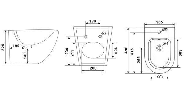 Биде подвесное TIMO KULO 490*365*325 (TK-404MB), артикул TK-404MB