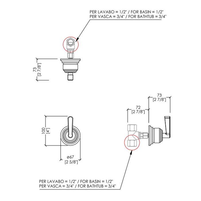 Devon & Devon Manhattan Кран запорный,  цвет никель блестящий, артикул MNH467NK