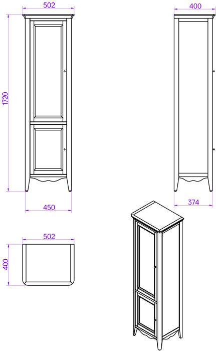 TW Veronica, Колонна 50.2/45*40/37.4*h172см, 2 распашн дверки, доводчики Blum (петли справа-DX), цвет: bianco, ручки: Riflesso бронза TW Veronica, Колонна 50.2/45*40/37.4*h172см, 2 распашн дверки, доводчики Blum (петли справа-DX), цвет: bianco, ручки: Riflesso бронза