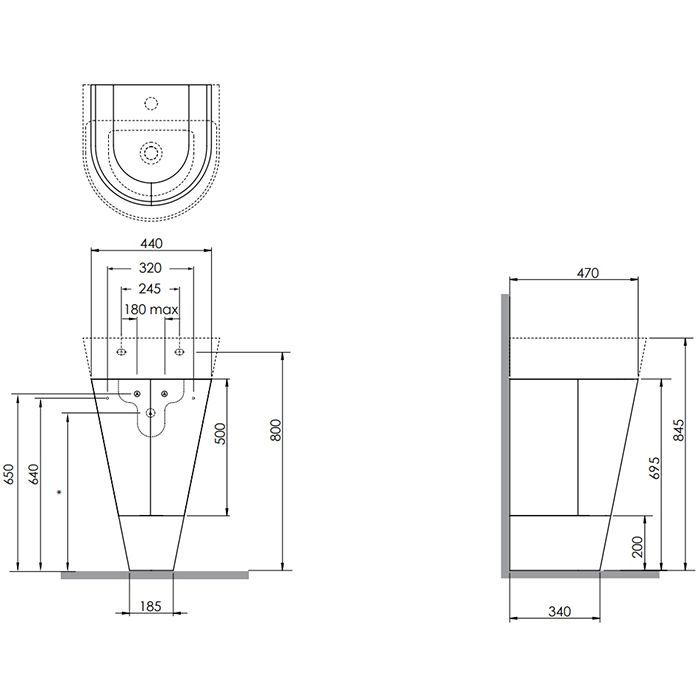 AZZURRA FORMA Раковина 500х500х160 мм., с 1 отверстием для смесителя, с переливом, цвет Белый глянцевый, артикул FMLP05050T0MBI*1
