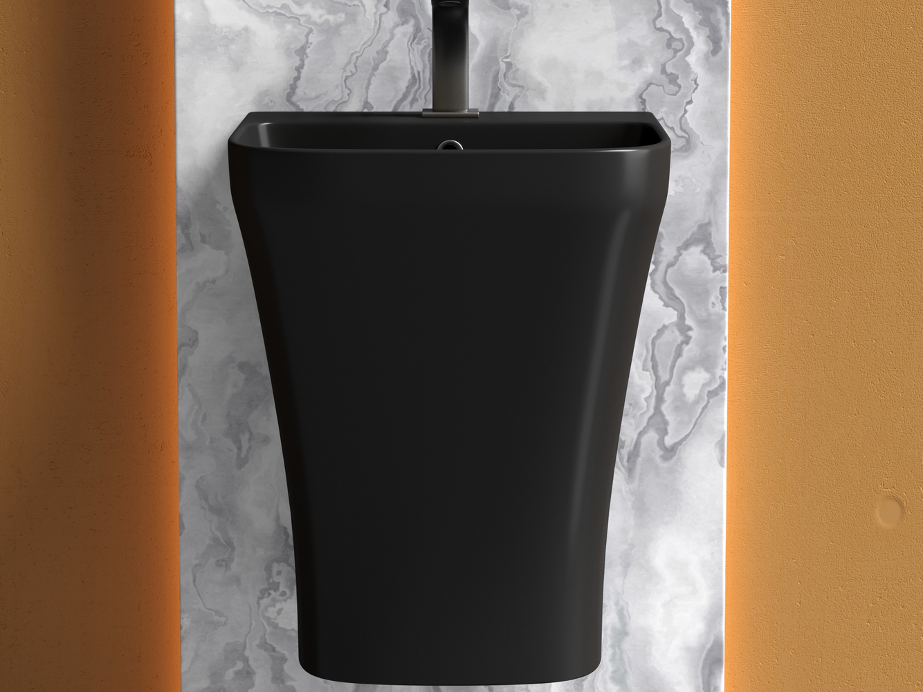 Раковина моноблок подвесная Дион (Dion) 365x406x447, цвет черный матовый, арт. CN6067MB, артикул CN6067MB