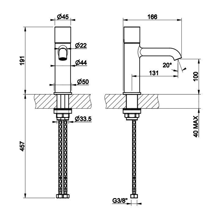 GESSI HABITO TRAME Смеситель для раковины на 1 отверстие, однорычажный, без донного клапана, цвет Copper Brushed PVD