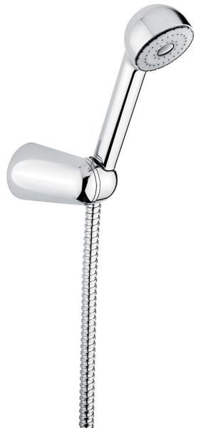 Emmevi, набор ручного душа 112: круглая лейка из ABS, шланг 150 см из латуни и держатель лейки из ABS, цвет хром