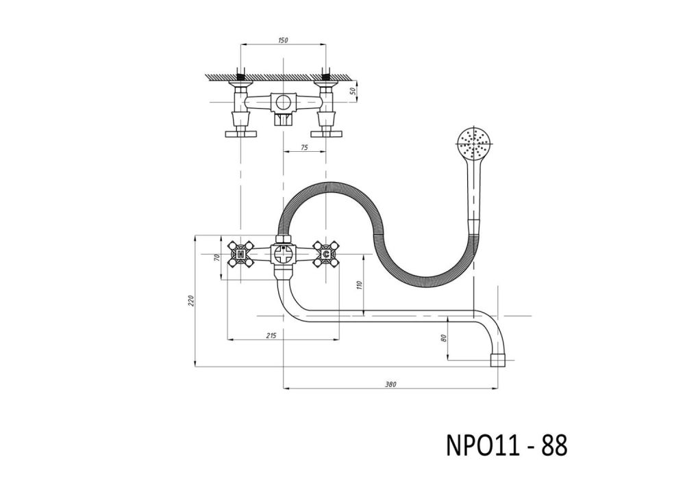 Смеситель для ванны с душем TSARSBERG (TSB-11-88) тип См-ВУДРНШлА, артикул TSB-11-88