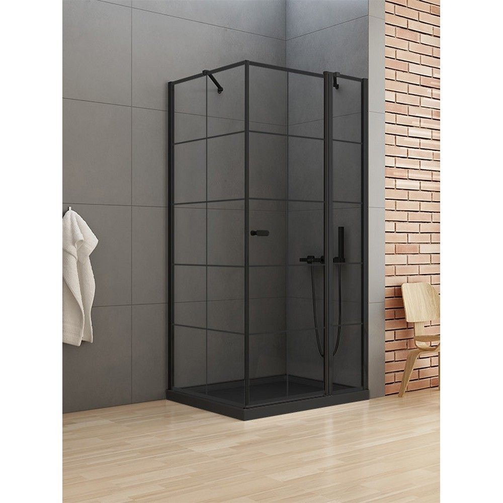 Душевое ограждение NEW TRENDY NEW SOLEO BLACK R 90x90x195 K-0581 (черный)