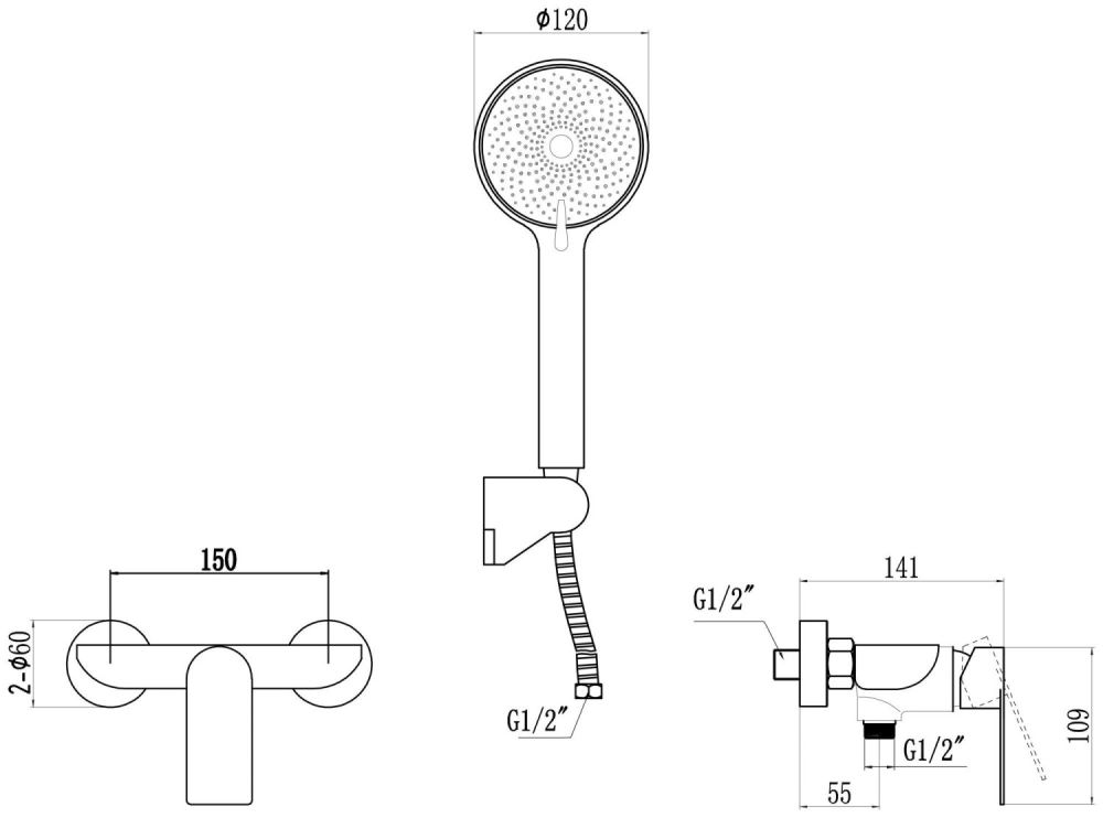 Смеситель для ванны и душа Fmark (FS8802C), артикул FS8802C