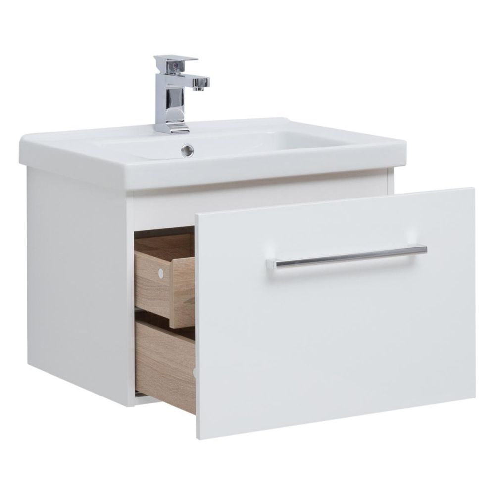 Тумба с раковиной подвесная Dreja Big Inn 65 см, белый, артикул 77-0201W-com