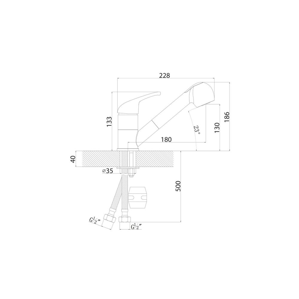 Смеситель для кухни с выдвижным изливом Florentina СИГМА 313.14L.1223.201, жасмин