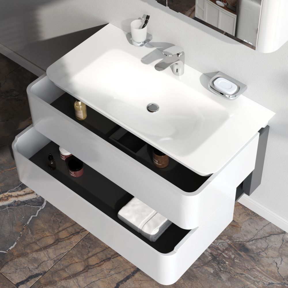 M30FHX1002WG Sensation, База под раковину, подвесная, 100 см, ящики, белый, глянцевая, шт M30FHX1002WG Sensation, База под раковину, подвесная, 100 см, ящики, белый, глянцевая, шт