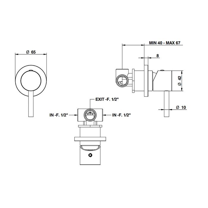 Bongio ON Смеситель скрытого монтажа , розетка 65 мм,, цвет матовое французское золото (без внутр части 09761), артикул 68524HMRPPREU