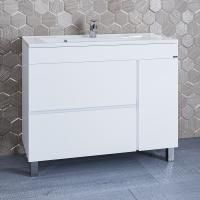 Тумба под раковину Санта Марс 100 см, 700187е, 2 ящика, 1 дверь, напольная, белый ум. Elen 100 литой мрамор)