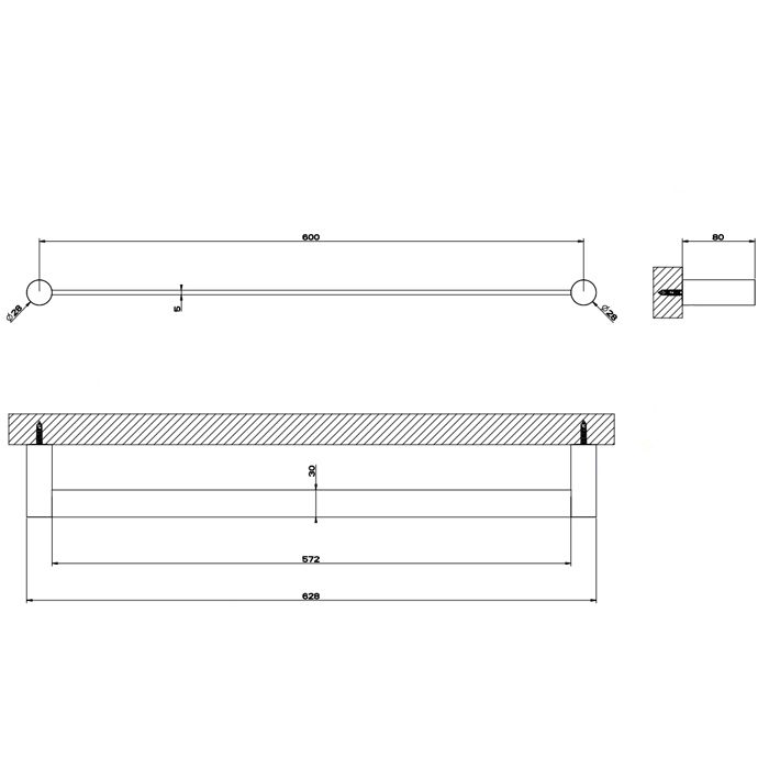 GESSI 316 Полотенцедержатель, 60 см, цвет: Black XL