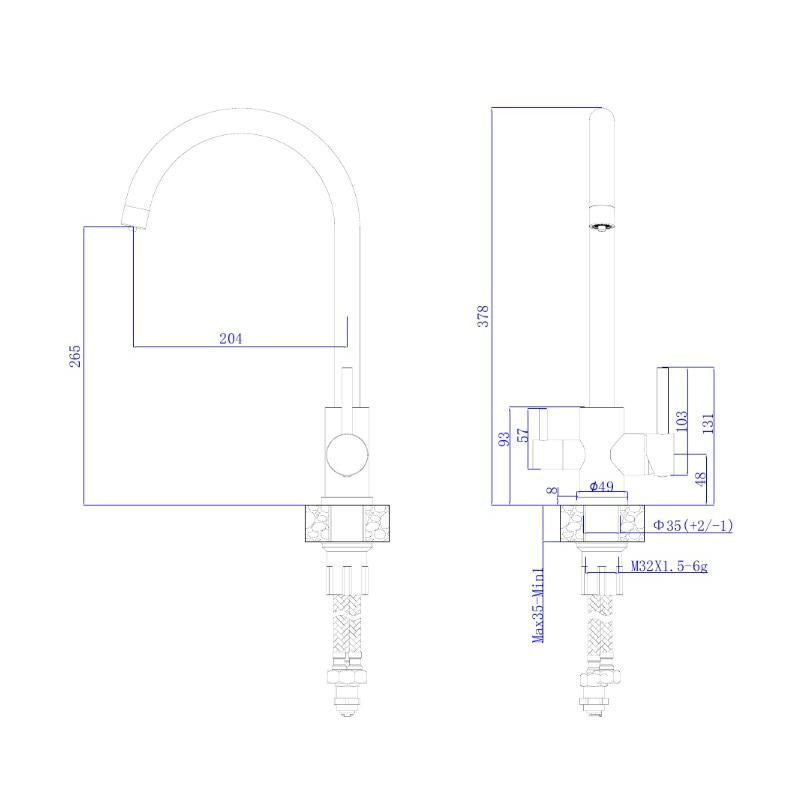 Смеситель для кухонной мойки RUSH с фильтром (SUS9035-37), артикул SUS9035-37