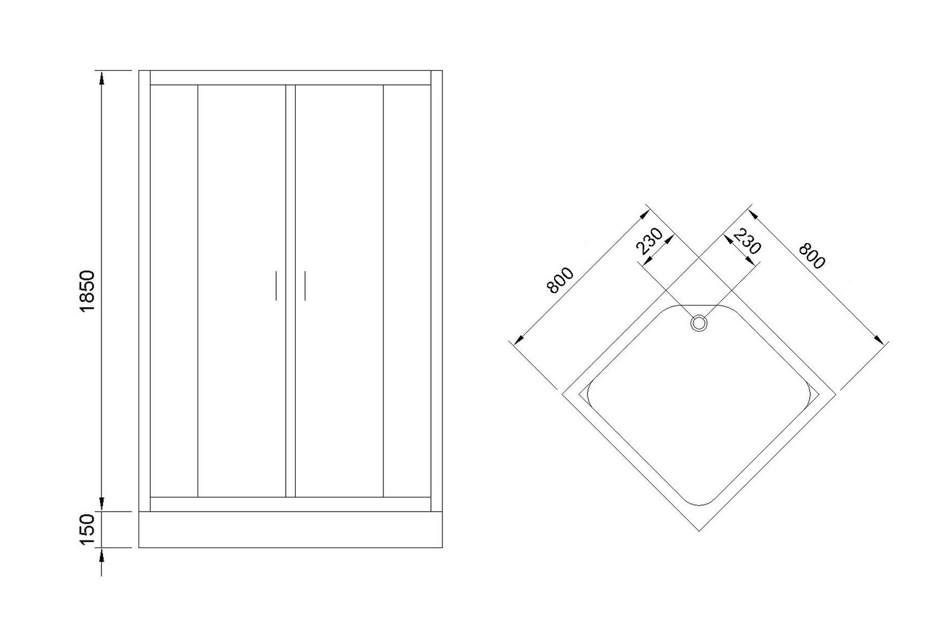 Душевой угол Royal Bath RB 80HP-C-BL (матовое)