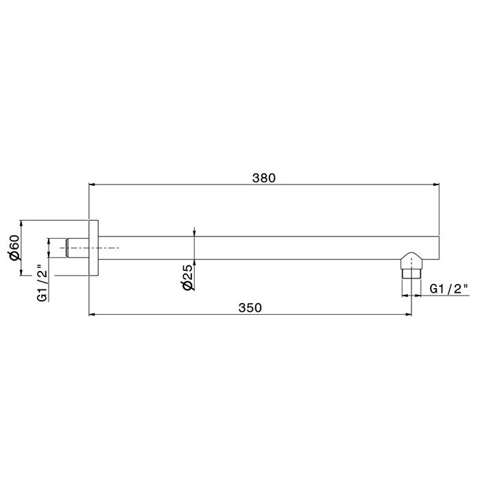 Newform X-STEEL 316 Кронштейн для верхнего душа, настенный., L=350 мм, G1/2" , цвет: INOX