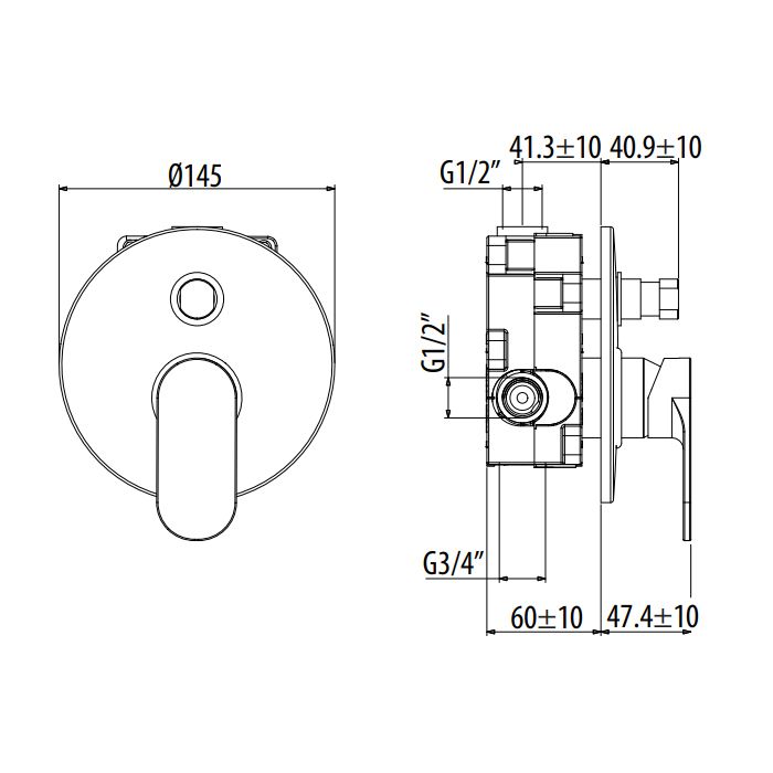 Gattoni H2Omix7000 Смеситель встроенный на 2 выхода с коробкой GBOX, цвет хром Gattoni H2Omix7000 Смеситель встроенный на 2 выхода с коробкой GBOX, цвет хром
