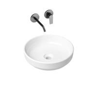 Комплект 2 в 1 Lavinia Boho Bathroom Sink Slim 21510032, накладная фарфоровая раковина 40 см, встраиваемый смеситель со скрытым механизмом