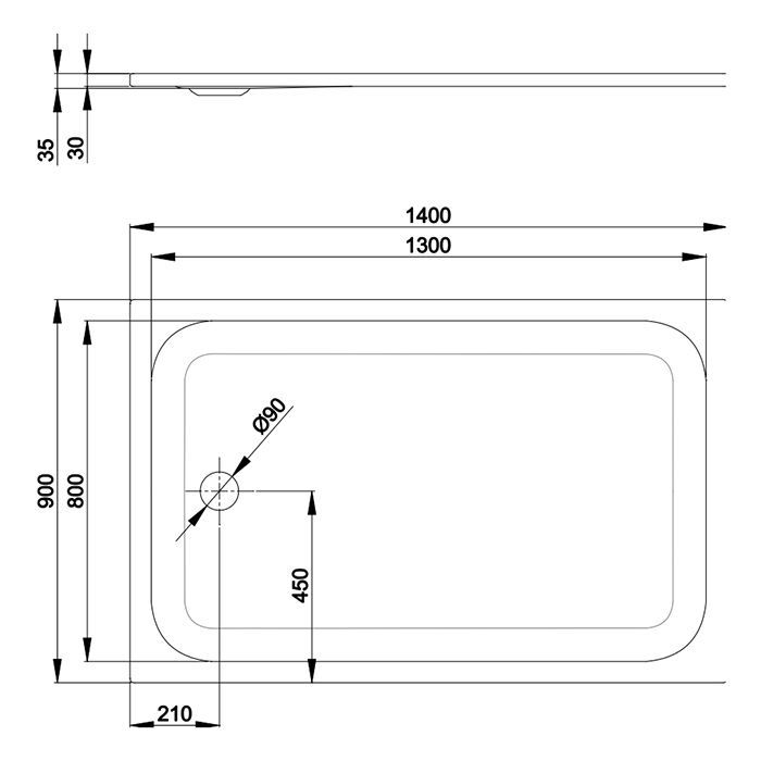 BETTE ULTRA Душевой поддон 1400х900х35 мм., прямоугольный, в комплекте с шумоизоляцией, BetteGlasur® Plus, BetteАнтислип, сталь, цвет белый