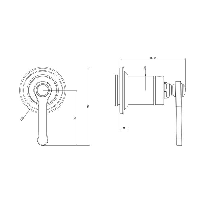 GESSI VENTI20 Смеситель встраиваемый, однорычажный, внешняя часть, цвет Finox Brushed Nickel