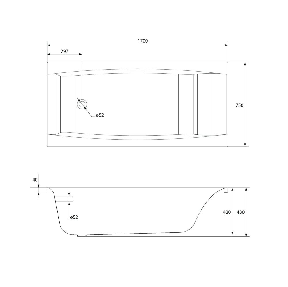 Ванна Cersanit  прямоугольная VIRGO 170x75 (63353), артикул 63353