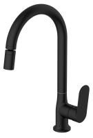 Смеситель Shore Black для кухни c аэратором на шарнире, R-излив, артикул: SHR519BAR Смеситель Shore Black для кухни c аэратором на шарнире, R-излив, артикул: SHR519BAR