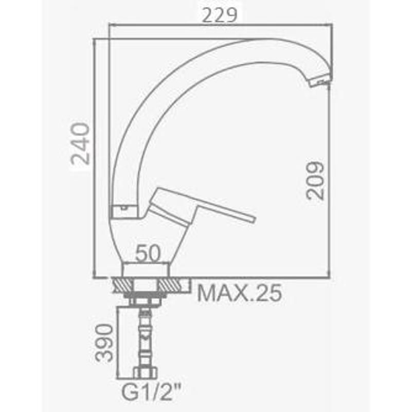 Смеситель для кухни D-Lin D150359, хром