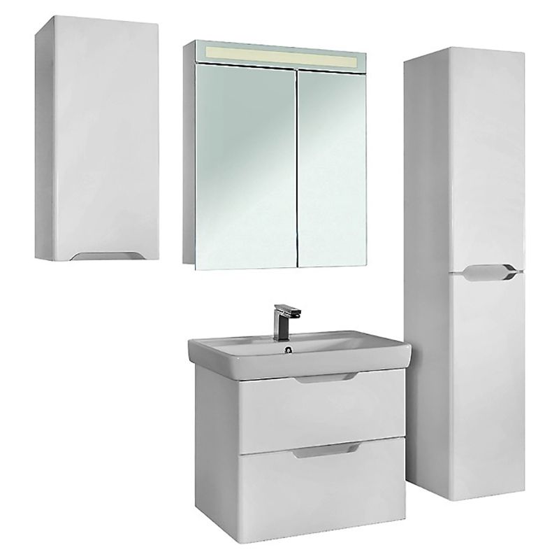 Тумба Q 55 см, подвесная, 2 ящика, белый глянец