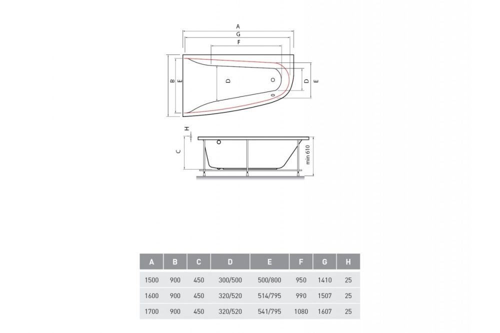 Ванна акриловая левосторонняя Vayer BOOMERANG Гл000010848, 160x90, артикул Гл000010848