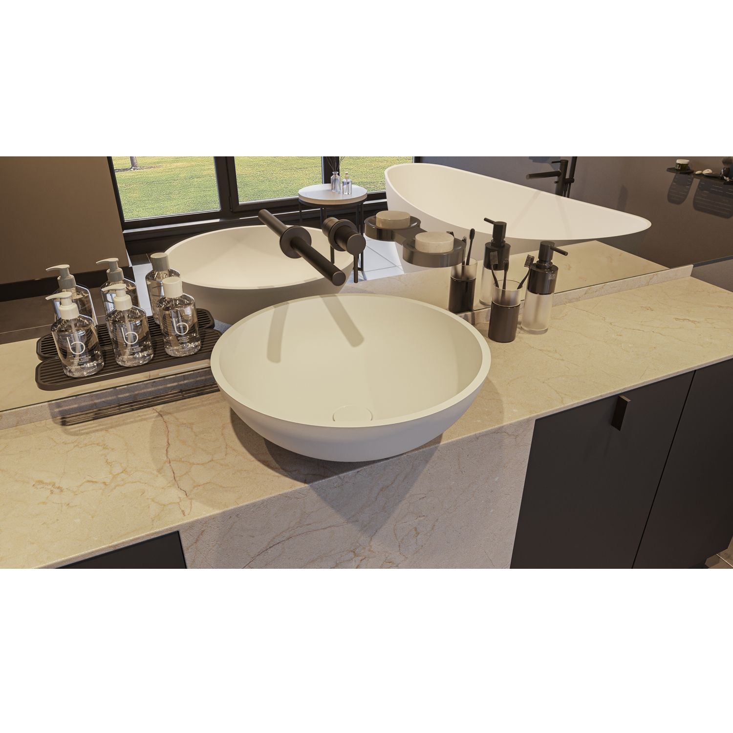 Умывальник WHITECROSS Cornelian D=43 (белый мат) иск. камень