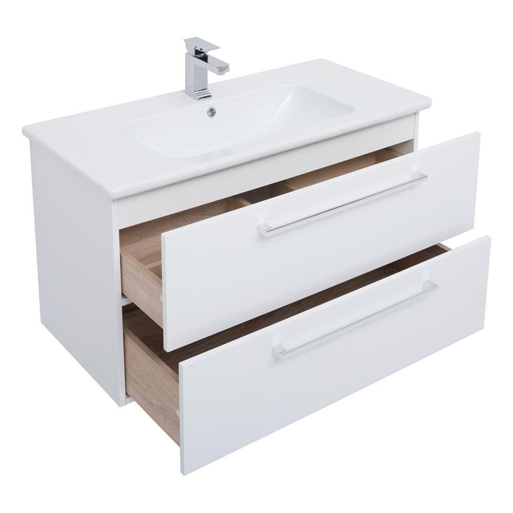 Тумба с раковиной подвесная Dreja Gio 100 см, белый, артикул 77-0105W-com