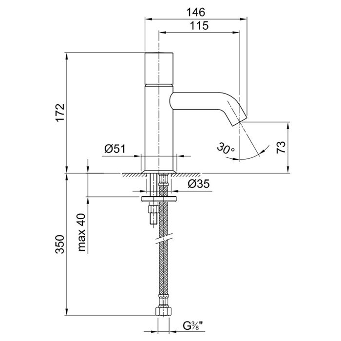 Fantini Nostromo Смеситель для раковины, 1 отв., без донного клапана, излив 115мм, цвет: хром