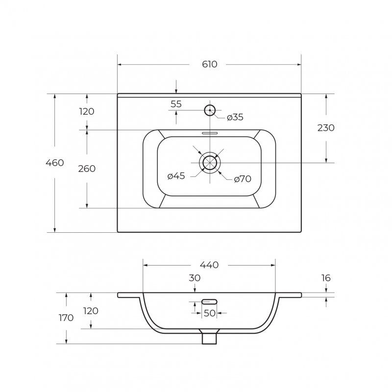 ECO-CER-N База под раковину подвесная с двумя выкатными ящиками, Sapfiro, 1200x457x500, ECO-CER-N-1200-2C-SO-SPF-P, артикул ECO-CER-N-1200-2C-SO-SPF-P