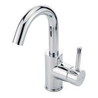 FORTIS Смеситель для раковины моноком. ручка сбоку, излив изогнут, хром