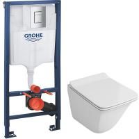 Комплект унитаза Owl 1975 Eter OWLT190203 с инсталляцией Grohe Rapid SL 38772001 с сиденьем Микролифт и клавишей смыва Хром