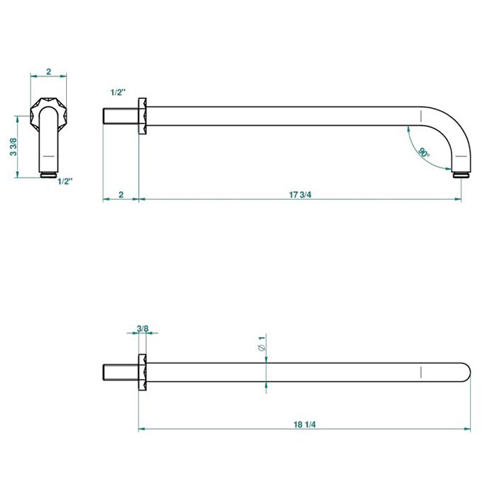 THG NIHAL PORCELAINE IVOIRE Держатель верхнего душа 450 мм., настенный монтаж, цвет Soft gold
