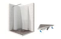 Душевой уголок Ambassador Nord 13011105-ST16, квадратный, угловой трап, 90х90